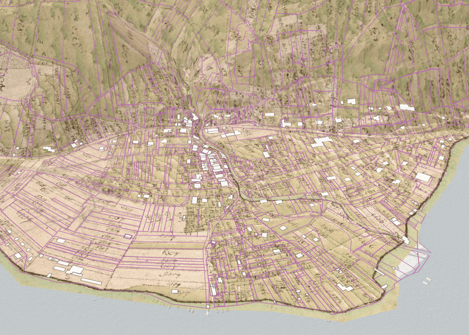 Parcelles actuelles superposées à une mappe